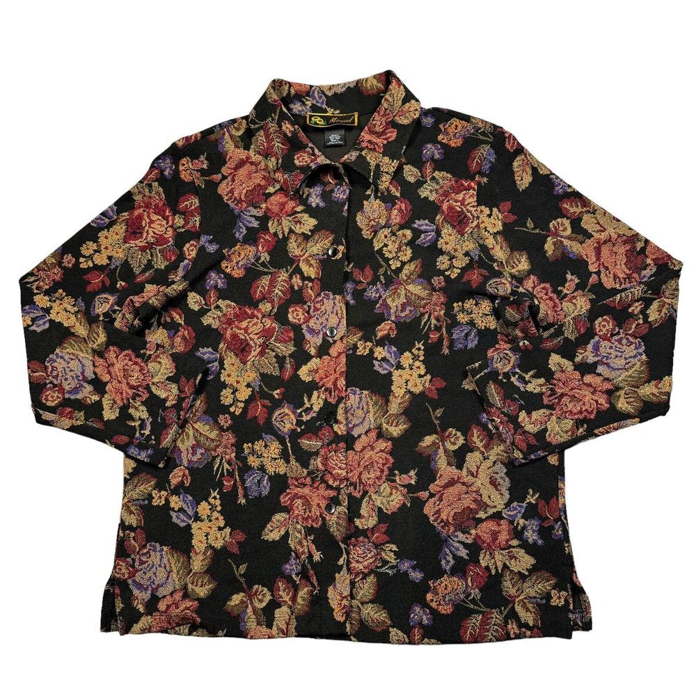 Vintage Floral Blouse Women's Large‎ Paisley Cute Mirasol Glam 90s 80s USA Made